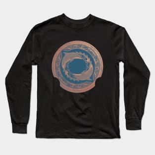 Dolphins on Atlantean Shield Long Sleeve T-Shirt